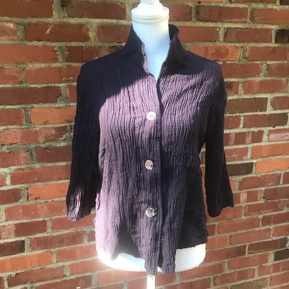 fridaze Jackets & Blazers - Fridaze Womens Linen Jacket Size L XL BlacK Button up Lagenlook Art to Wear